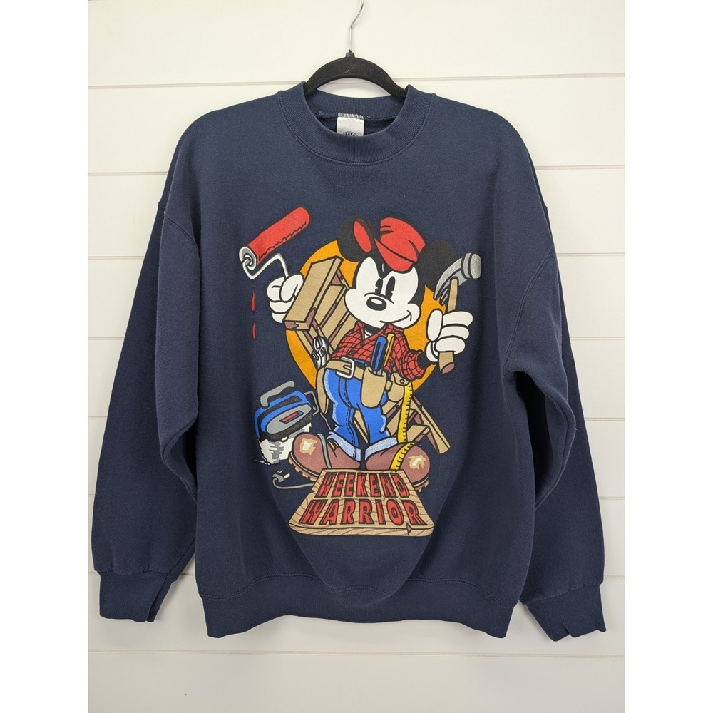 Vintage Mickey Mouse Crewneck Sweatshirt XL Made In Usa Cartoon Dad Fix It Rare